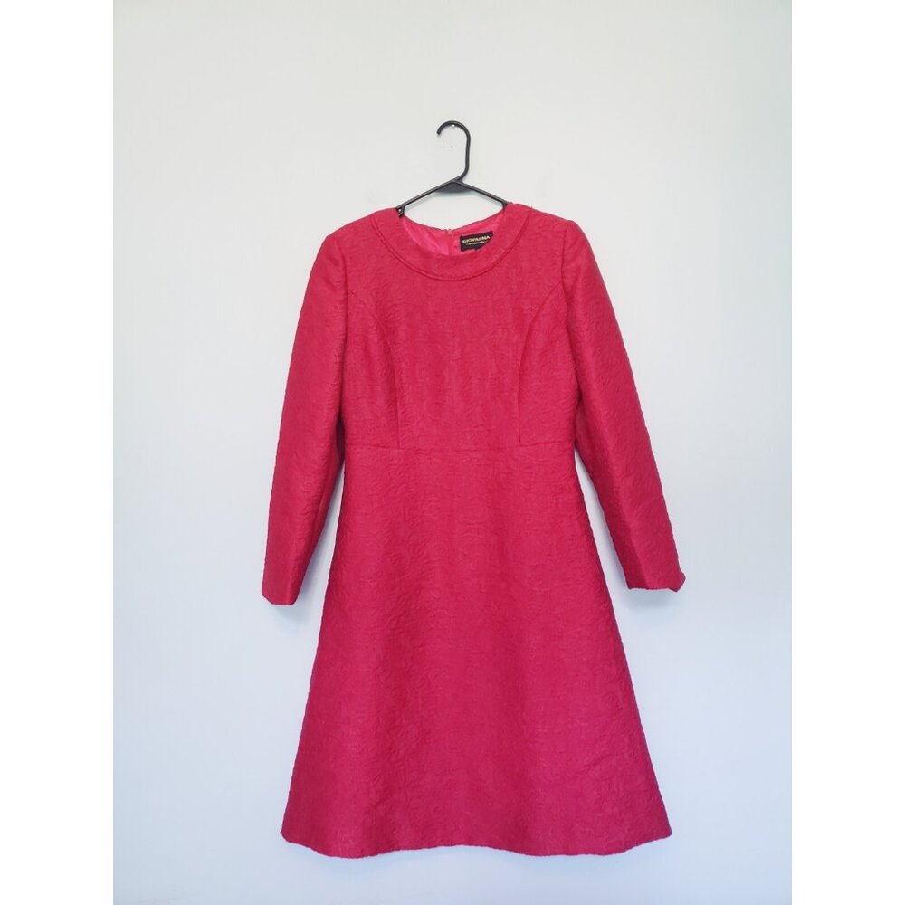 Giovanna Signature Women 8 A Line Midi Dress Red Jacquard Roses Old Money Luxury